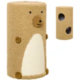 PawHut Kratztonne H66 cm mit 2 Ebenen Kratzbrett und 2 Höhlen