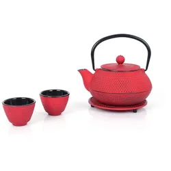 Teeservice aus Gusseisen rot 0,8L