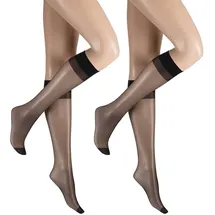 Hudson Damen Kniestrümpfe Lilly Lafina 15 2-Pack druckfrei 15 Den Black 0005 ONESIZE