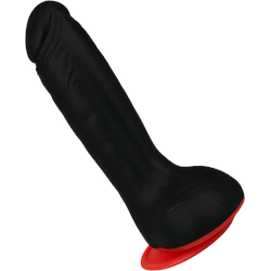 Flexibler Naturdildo mit Saugfuß, 21 cm, schwarz | rot