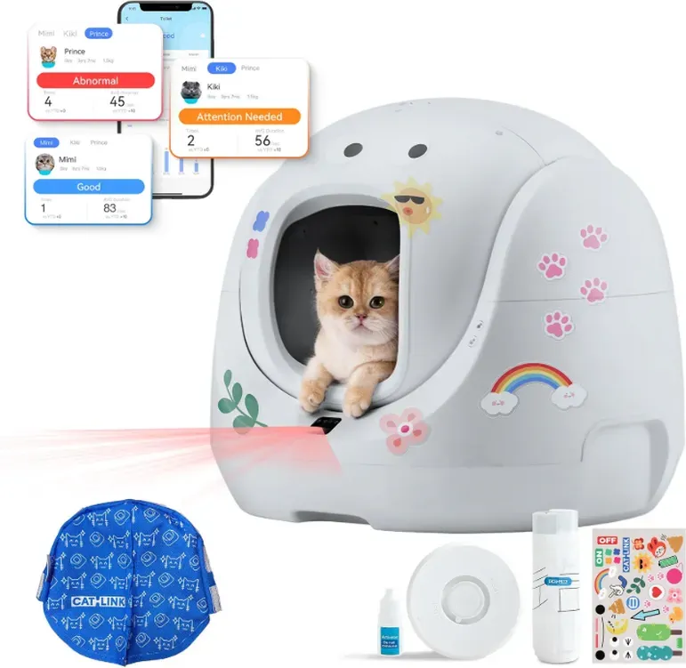 Catlink SE Baymax automatische selbstreinigende katzentoilette, 70 L extra-groß für mehrkatzenhaushalte, mit anti-klemmsicherheitsfunktion, app-gesundheitsüberwachung, odorlock-technologie und low-entry-design für seniorenkatzen & kätzchen