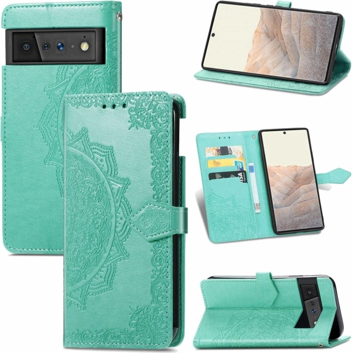 König Design Hülle Handy Schutz für Google Pixel 6 Pro Case Flip Cover Tasche Etuis Bumper (Google Pixel 6 Pro), Smartphone Hülle, Grün