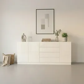 borchardt Möbel Vaasa 190 x 79 x 35 cm Weiß matt / Weiß hochglanz