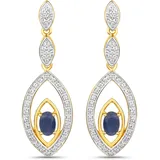 vira jewels Ohrhänger Silber 925 zweifarbig 40mm lang mit 2x Saphir und 80x Weiß-Topas gelb