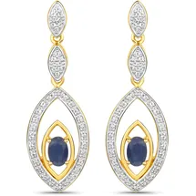 vira jewels Ohrhänger Silber 925 zweifarbig 40mm lang mit 2x Saphir und 80x Weiß-Topas gelb