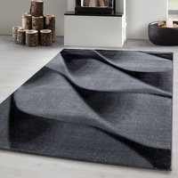 Carpetsale24 Teppich Wohnzimmer Moderne Abstrakt Wellen Design Schwarz - Grau 160 x 230 cm - Kurzflor Teppich Schlafzimmer Pflegeleicht und Extra Weich - Flauschiger Teppich Waschbar Esszimmer Küche