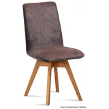 58 aufm Kessel Esszimmerstuhl Küchenstuhl drehbar (2er-Set) Donni 47x92x60 Eiche geölt/Marsala (Lieferung bis Verwendungsstelle, 8 St), Stabiles Gestell aus Massivholz pflegeleichter Bezug aus Microfaser braun
