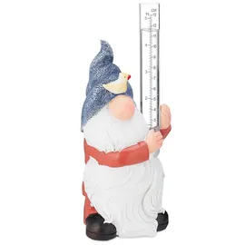 Relaxdays Regenmesser Gartenzwerg Weiß,Blau,Kupfer