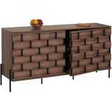 Mendler Sideboard HWC-M44, Kommode Schrank Anrichte, 3D-Flecht-Design Push-to-open Türen 152x80x40cm, braun