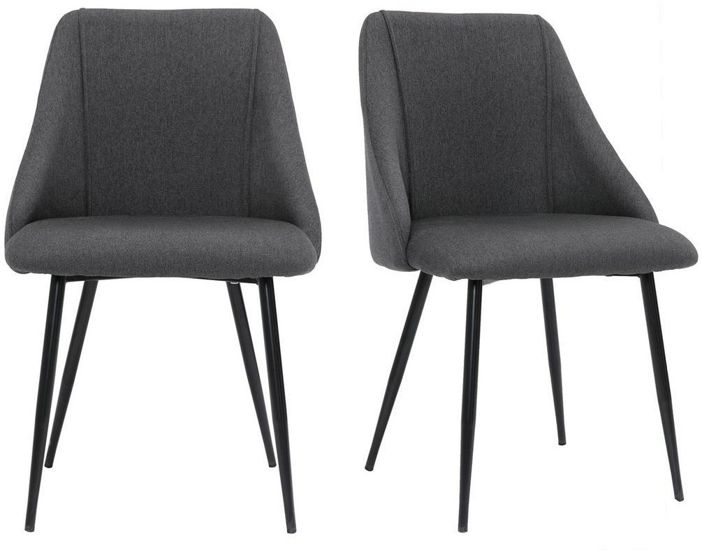 Stuhl aus dunkelgrauem Stoffe mit Beinen aus Metall (2er-Set) HIGGINS