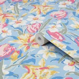 Laura Ashley Tulips Vliestapete 64 cm x 10 m 10 m Blau 34193