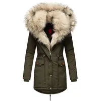 Navahoo Damen Wintermantel Dicker Winterparka mit 2 Kunstpelz-Kapuzen Sweety