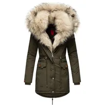 Navahoo Damen Wintermantel Dicker Winterparka mit 2 Kunstpelz-Kapuzen Sweety