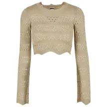 URBAN CLASSICS Cropped Crochet Knit Sweater Khaki XS