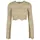 URBAN CLASSICS Cropped Crochet Knit Sweater Khaki XS