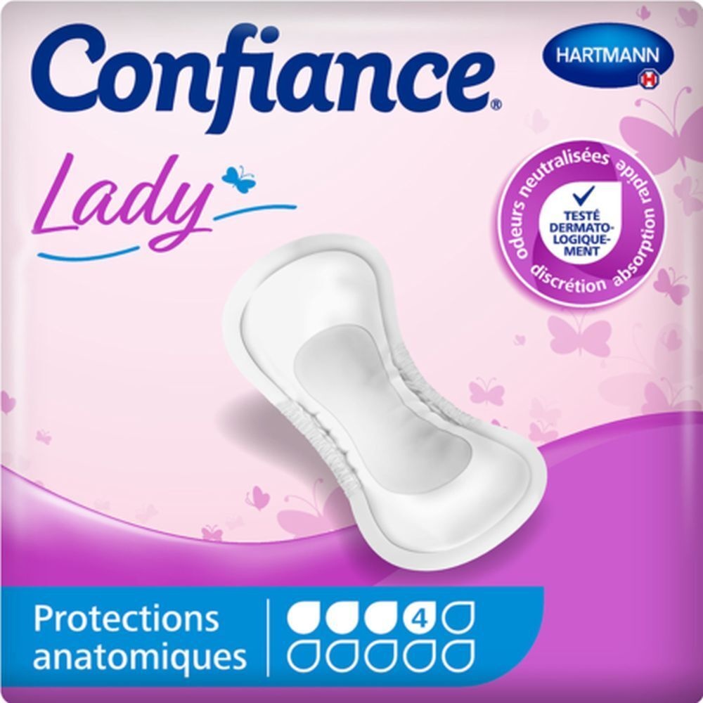 CONFIANCE LADY ABSORPTION 4,5 G - Protection anatomique hypoallergénique pour incontinence