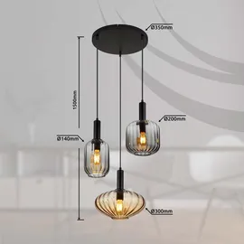 GLOBO Pendelleuchte Hängelampe Esszimmerlampe 3-Flammig Glas Deckenleuchte Designlampe