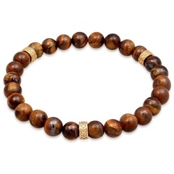 Kuzzoi Bead-Armband-Set Herren Tiegerauge Braun Vintage 925 Silber 23