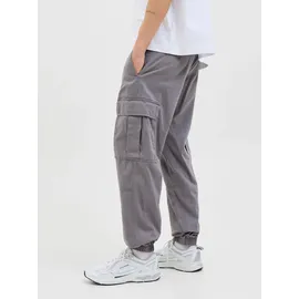 JACK & JONES "JPSTKANE JJJONNIE CUFFED CARGO", Herren, Gr. 29, Länge 34, grau (castlerock), Web, Obermaterial: 98% Baumwolle, 2% Elasthan, unifarben, loose fit knöchellang, Hosen Cargohose