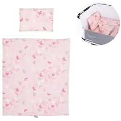 Chipolino 4-teiliges Bettwäsche Set, Kissen, Kissenbezug, Steppdecke, Bettlaken rosa pink