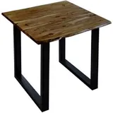 sam möbel gmbh Esstisch Baumkante massiv Akazie nussbaum 80 x 80 schwarz U-Gestell LUBIN - Braun