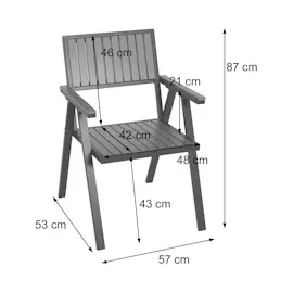 Mendler 2er-Set Gartenstuhl+Gartentisch HWC-J95, Stuhl Tisch, Gastro Outdoor-Beschichtung, Alu Holzoptik ~ schwarz, dunkelbraun