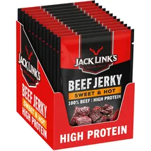 Jack Link's Jack Links Beef Jerky Sweet & Hot – 12er Pack (12 x 40 g) – Proteinreiches Trockenfleisch vom Rind – Getrocknetes High Protein Dörrfleisch