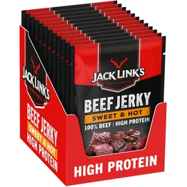 Jack Link's Jack Links Beef Jerky Sweet & Hot – 12er Pack (12 x 40 g) – Proteinreiches Trockenfleisch vom Rind – Getrocknetes High Protein Dörrfleisch