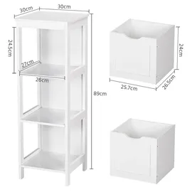 Yaheetech Badschrank Badkommode 30 x 89 cm Weiß
