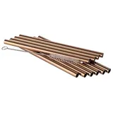 APS Trinkhalme aus Edelstahl, 10er-Set, inkl. Reinigungsbürste, Ø 8 mm, Länge 15 cm, Kupfer-Look