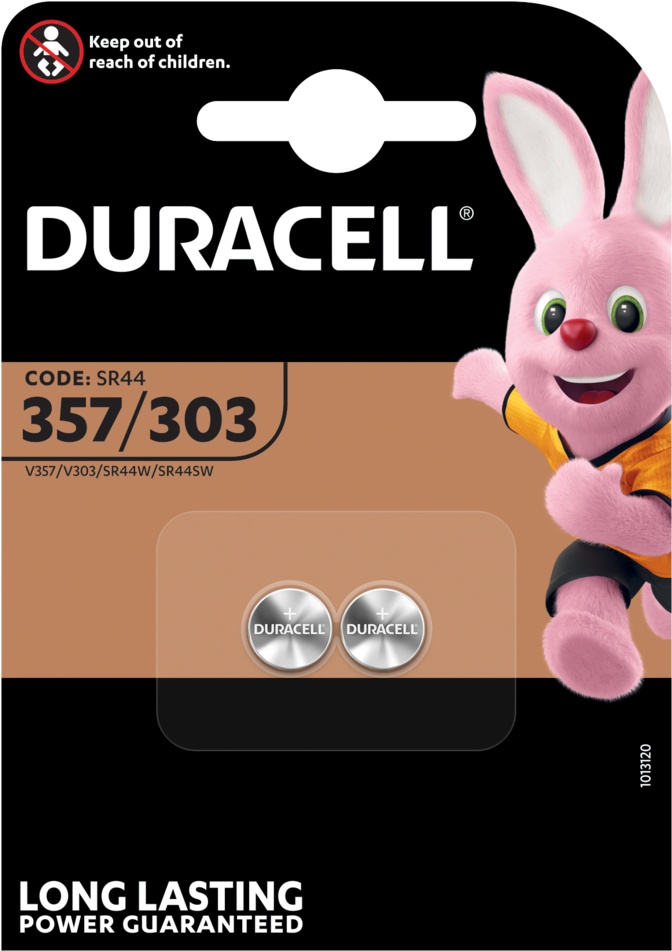 Duracell D 357/303 SR44 Uhrenknopfzelle Silberoxid 190mAh 1,55V (2er Blister)