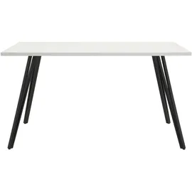 Hela Esstisch Jennifer - Nachbildung Hochglanz Weiß - Vierkantrohr Metallfüße - 180x90cm - Weiß