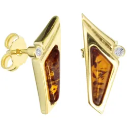 Paar Ohrstecker OSTSEE-SCHMUCK "Ostsee-Schmuck Ohrstecker Agneta Ohrstecker Agneta", gelb, Ohrringe, Damen, 20 x 8mm, Gelbgold 333
