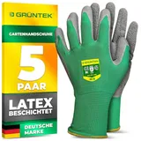 Grüntek Arbeitshandschuhe Schutzhandschuhe, Latex-Beschichtung, grün, Größe 8 / M, 5 Paar
