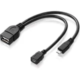 conecto CC20119 USB-OTG Adapter-Kabel, Micro-USB 2.0-Stecker auf USB-Buchse Typ A + Strom-Anschluss (1 Stück), 0,20m