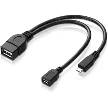 conecto CC20119 USB-OTG Adapter-Kabel, Micro-USB 2.0-Stecker auf USB-Buchse Typ A + Strom-Anschluss (1 Stück), 0,20m