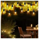 Nowa Lichterkette LED 200 cm Metall Rost 20x warmweiß