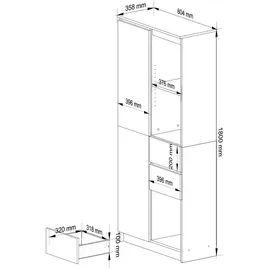 Akord Mehrzweckschrank 80 x 180 x 35 cm Weiß/Sonoma Eiche