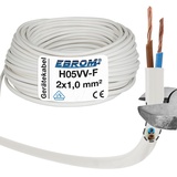 EBROM Schlauchleitung H05 VV-F, 2 x 1 mm2, 25 m, weiß - H05VV-F 2x1,0 mm2