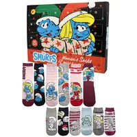 United Labels® Adventskalender Die Schlümpfe Socken Adventskalender mit 12 Paar kurz und lang bunt