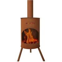 BonFeu BonTon 50 Rost - Terrassenofen - Feuerstelle mit Funkenschutz für entspannte Abende - Feuersäule Outdoor - Terrassenkamin mit Grillrost - ...