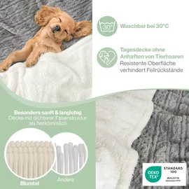 Blumtal Kuscheldecke 230 x 270 cm Grau/Weiß