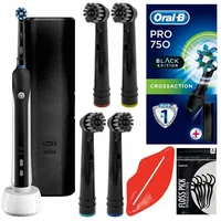 Elektrische Zahnbürste Oral-B Pro 750 Black Edition + 4 Ersatzaufsätze