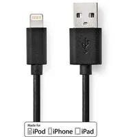 Nedis USB-Kabel USB 2.0 | Apple Lightning 8-Pin | USB-A Stecker | 480 Mbps | Vernickelt | 1.00 m | rund | PVC | Schwarz | Box