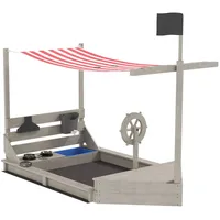Outsunny Sandkasten mit Abdeckung Schiff Design Grau
