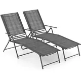 2er Set Sonnenliege klappbar 189cm Gartenliege Liegestuhl Relaxliege bis 150kg