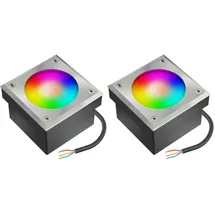 ledscom.de 2x LED Pflasterstein NEOLUM für außen, IP67, eckig, 10 x10cm, inkl. GX53 RGB Leuchtmittel, 670lm, Smart Home