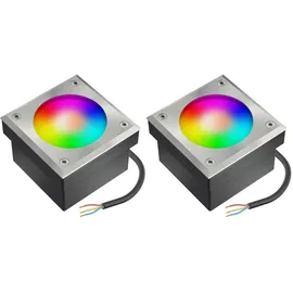 ledscom.de 2x LED Pflasterstein NEOLUM für außen, IP67, eckig, 10 x10cm, inkl. GX53 RGB Leuchtmittel, 670lm, Smart Home