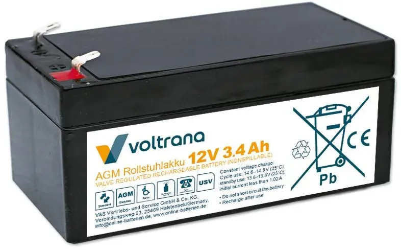 Badewannenlifter-Akku passend für Aquatec Beluga 12V 1 x 12V 3,4Ah – Voltrana Ersatzakku