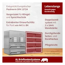 AL Briefkastensysteme 2 Fach Edelstahl